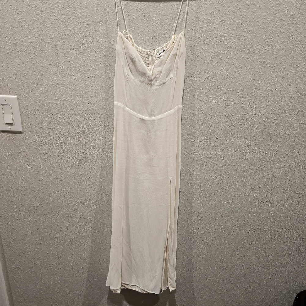 Reformation Cream Textured Dress
